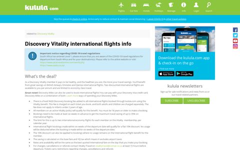 Discovery Vitality international flights info - kulula.com