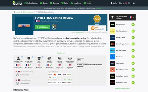 FLYBET 365 Casino Review | Honest casino review from ...