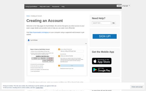 Creating an Account - Using EyeOnWater