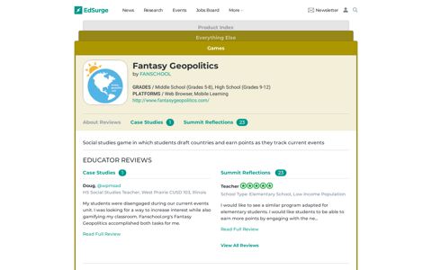Fantasy Geopolitics | Product Reviews | EdSurge