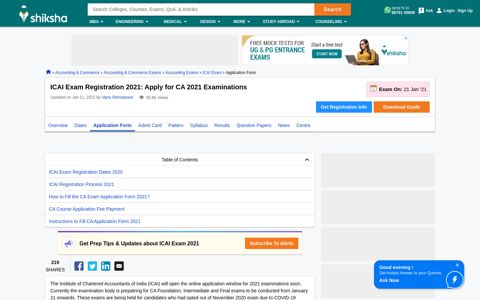 ICAI Exam Registration 2020: CA Exams 2020 - Shiksha