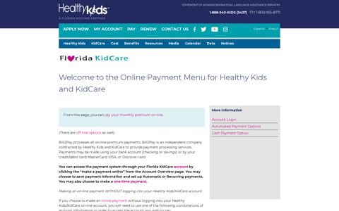 Florida KidCare Online Payment - Florida Healthy Kids
