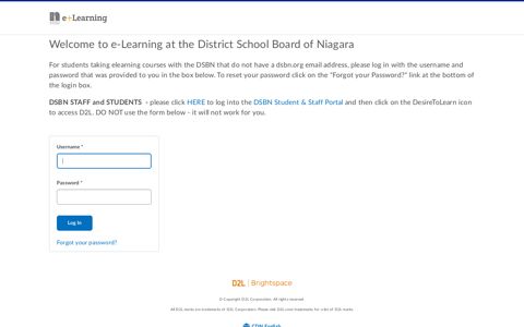 Login - DSB of Niagara - E - Learning