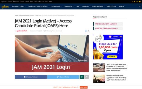 JAM 2021 Login (Active) - Access Candidate Portal (JOAPS ...