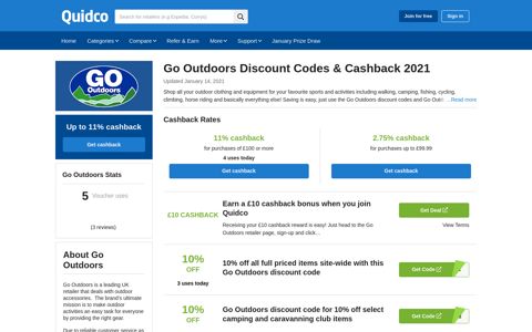 Go Outdoors Discount Codes & Cashback | Save 20% Off In ...