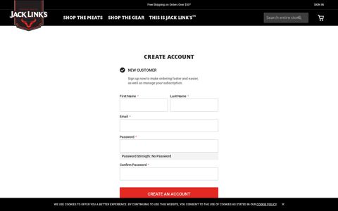 Create New Customer Account - Jack Link's