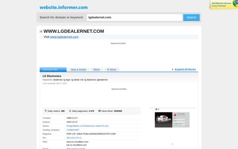 lgdealernet.com at WI. LG Electronics - Website Informer