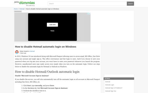How to disable Hotmail automatic login on Windows | Just 4 ...