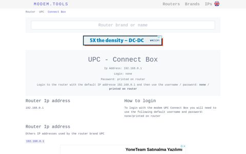 UPC Connect Box Default Router Login and Password