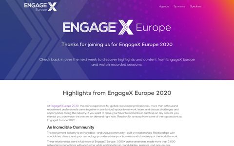 Home - EngageX Europe 2020 - Bullhorn Engage
