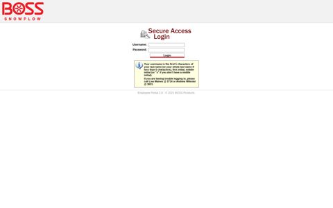 Login | Employee Portal | BOSS Products