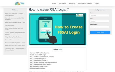 Create FSSAI Login - FSSAI Food License