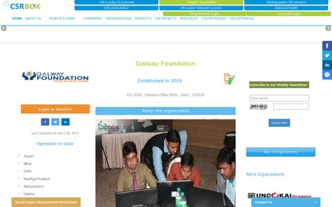 Galway Foundation -Delhi- CSR Organization profile - CSRBox