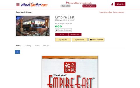 Empire East Restaurant in Staten Island / Official Menus ...