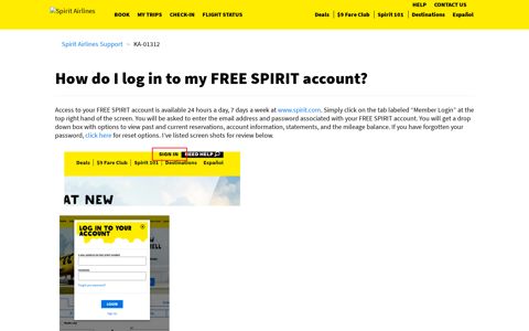 How do I log in to my FREE SPIRIT account - Spirit Airlines ...