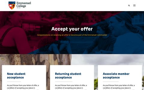 Accept your offer - Emmanuel College