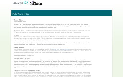 Portal Terms of Use - Genomic Health Physician Portal - Exact ...