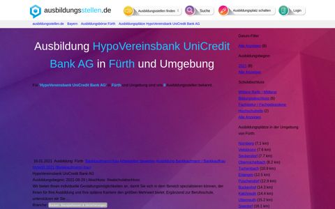 Ausbildung HypoVereinsbank UniCredit Bank AG Fürth ...