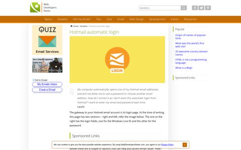 Hotmail automatic login - instructions and details