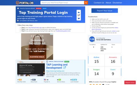 Tap Training Portal Login - Portal-DB.live