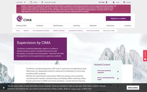 Supervision by CIMA - CIMA
