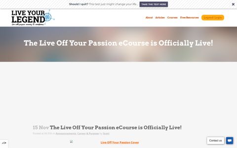 The Live Off Your Passion eCourse is ... - Live Your Legend