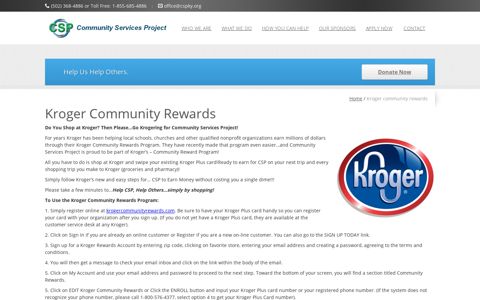 Kroger Community Rewards | - Community Services Project