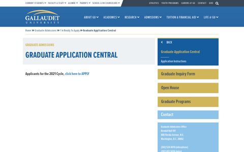 Graduate Application Central – Gallaudet University