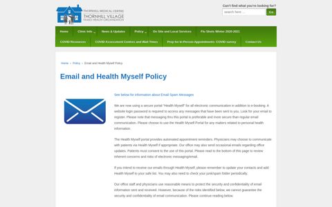 Email and Health Myself Policy – Thornhill Village Family ...
