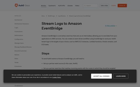 Stream Logs to Amazon EventBridge - Auth0