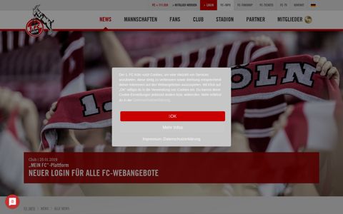Neuer Login für alle FC-Webangebote - 1. FC Köln