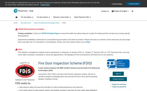Fire Door Inspection Scheme (FDIS) - Pearson VUE
