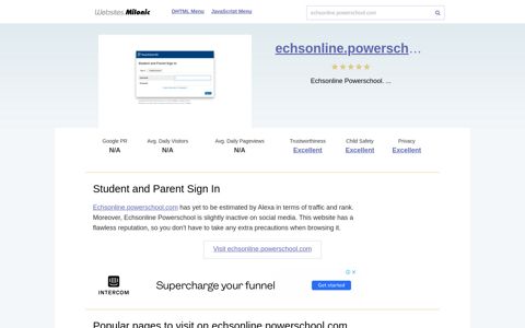 Echsonline.powerschool.com website. Student and Parent ...