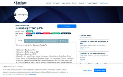 Greenberg Traurig, PA, Global | Chambers Rankings