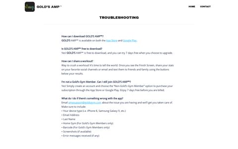 Troubleshooting - In-App Audio & Video-Guided ... - Gold's AMP