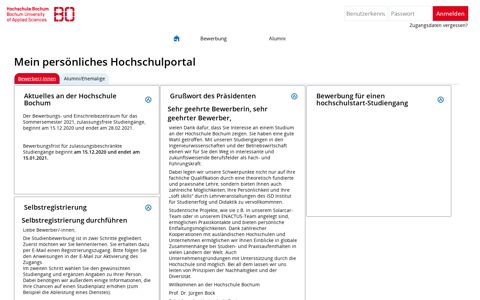 Hochschule Bochum: Mein persönliches Hochschulportal