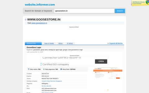goosestore.in at WI. GooseStore Login - Website Informer