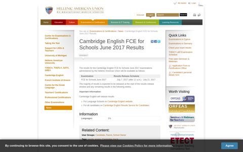 Cambridge English FCE for Schools June 2017 Results ...