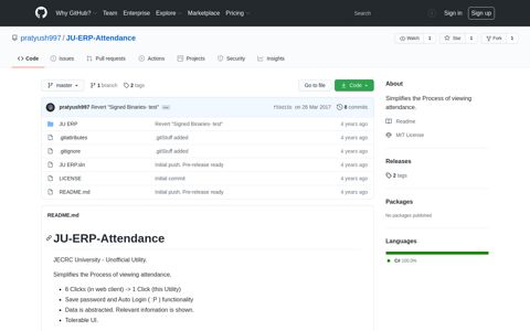 pratyush997/JU-ERP-Attendance: Simplifies the ... - GitHub