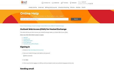 Outlook Web Access (OWA) for Hosted Exchange | iiHelp