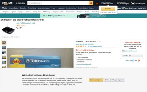 AVM FRITZ!Box WLAN 3131: Amazon.de: Computer & Zubehör