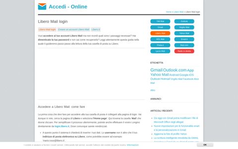 Libero Mail login | Accedi - Online