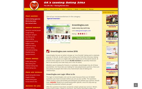 GreenSingles.com UK Review - Leading Dating Sites
