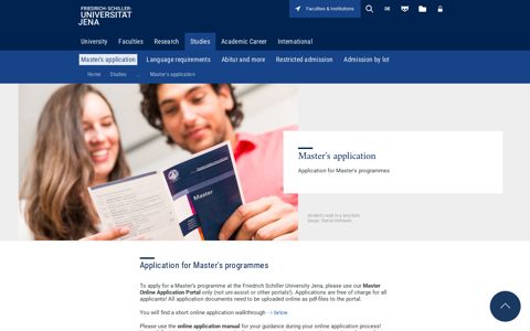 Masters application - an der Friedrich-Schiller-Universität Jena