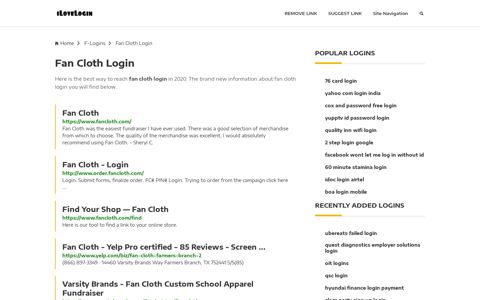 Fan Cloth Login ❤️ One Click Access - iLoveLogin