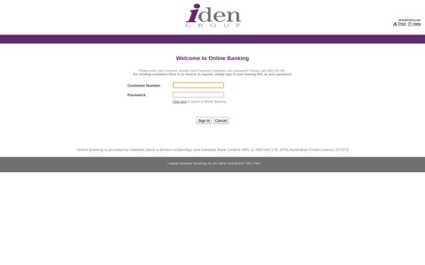 Iden Online Banking - Adelaide Bank Online Banking