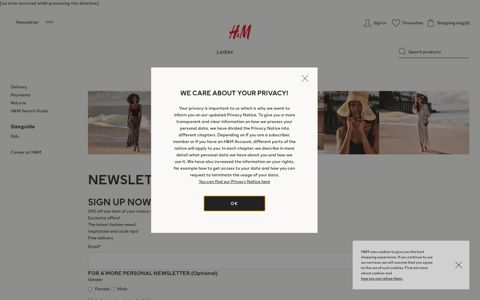 newsletter sign up - H&M