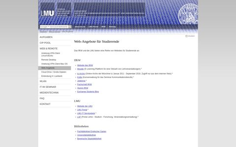 Web-Angebote für Studierende - IT Service Ifkw - LMU München