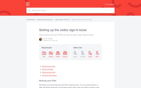 Setting up the visitor sign-in kiosk | Envoy Help Center