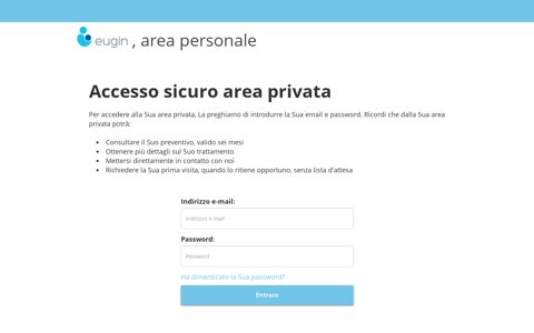 Accesso sicuro area privata - Eugin · Área Privada